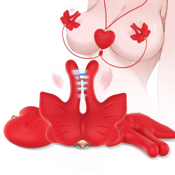 ARMONY - MAGNETISCHE NIPPELKLEMMEN MIT VIBRATION SCHMETTERLINGSFORM ROT – Produktansicht 2