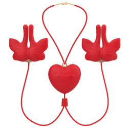 ARMONY - MAGNETISCHE NIPPELKLEMMEN MIT VIBRATION SCHMETTERLINGSFORM ROT – Produktansicht 3