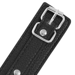 DARKNESS - HANDSCHELLEN AUS SCHWARZEM STRUKTURIERTEM LEDER – Produktansicht 4
