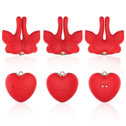 ARMONY - MAGNETISCHE NIPPELKLEMMEN MIT VIBRATION SCHMETTERLINGSFORM ROT – Produktansicht 8
