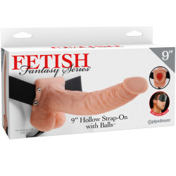 FETISH FANTASY SERIES - 9 HOHL STRAP-ON MIT BLLEN 22,9 CM FLEISCH – Produktansicht 3