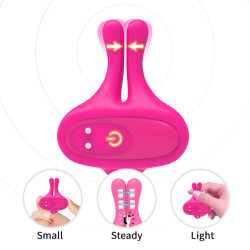 ARMONY - KANINCHENFORM VIBRATION MAGNETISCHE NIPPELKLEMMEN ROSA – Produktansicht 3