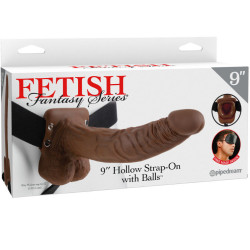 FETISH FANTASY SERIES - 9 HOHL STRAP-ON MIT BLLEN 22,9 CM BRAUN – Produktansicht 2