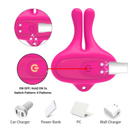 ARMONY - KANINCHENFORM VIBRATION MAGNETISCHE NIPPELKLEMMEN ROSA – Produktansicht 11