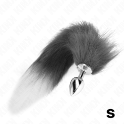 KINK - ANAL PLUG GRÖSSE S 7 X 3 CM MIT KUNSTSTOFFSCHWANZ 40 CM GRAU UND WEISS – Produktansicht 2