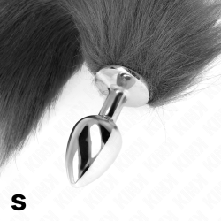 KINK - ANAL PLUG GRÖSSE S 7 X 3 CM MIT KUNSTSTOFFSCHWANZ 40 CM GRAU UND WEISS – Produktansicht 4