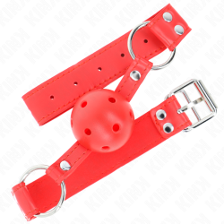 KINK - KOMPLETTER ROTER HOHLBALLKNEBEL 62 x 2 CM – Produktansicht 2