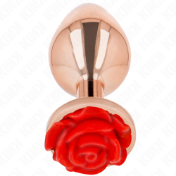 KINK - ROSA GOLDENER ANALSTECKER MIT ROTER ROSE L – Produktansicht 2