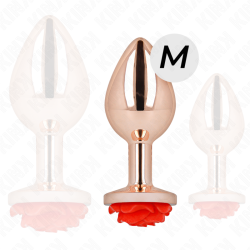 KINK - ROSA GOLDENER ANALSTECKER MIT ROTER ROSE M – Produktansicht 3