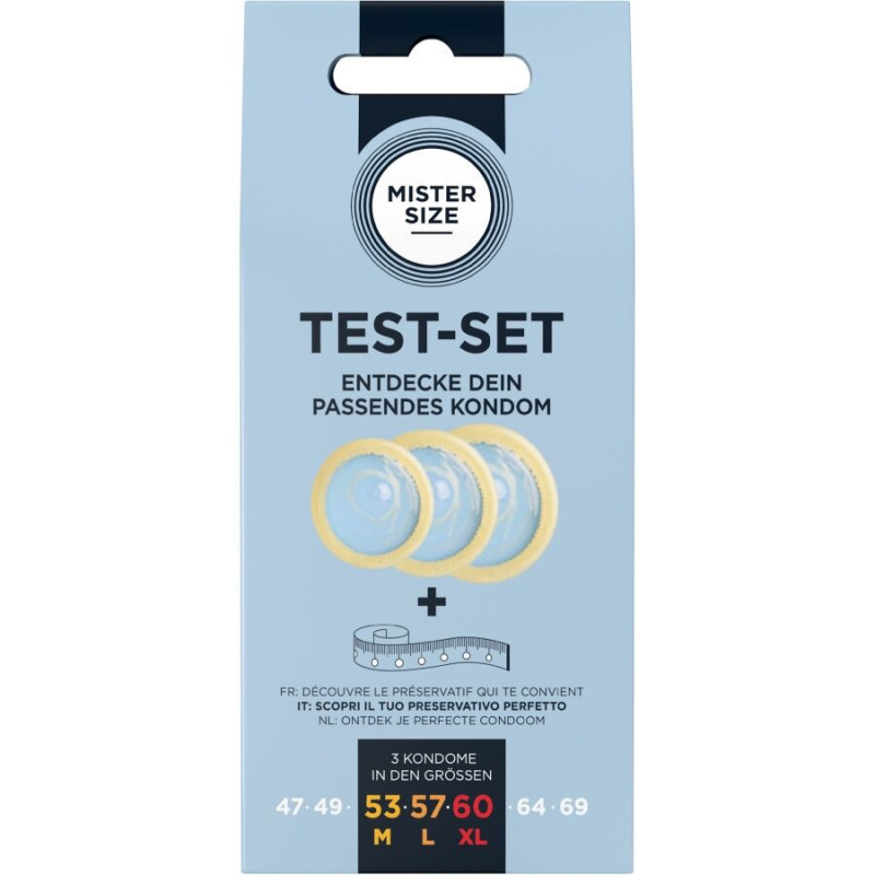 MISTER SIZE - TESTSET MIT 3 KONDOMEN IN VERSCHIEDENEN GRÖSSEN + MASSBAND