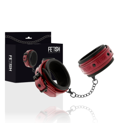 FETISH SUBMISSIVE DARK ROOM - HANDSCHELLEN AUS VEGANEM LEDER MIT NEOPRENFUTTER – Produktansicht 2