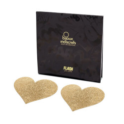 BIJOUX - INDISCRETS FLASH GOLDEN HEART NIPPELABDECKUNGEN – Produktansicht 2