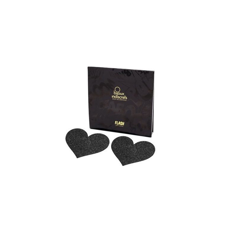 BIJOUX - INDISCRETS FLASH BLACK HEART NIPPLE CUTS