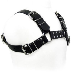 LEATHER BODY - SCHWARZES BULLDOG-GESCHIRR – Produktansicht 2