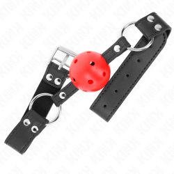 KINK - ATMUNGSAKTIVER BALL 4 CM KNEBEL MIT DOPPELNIET LEDER 62,5 x 2,5 CM VERSTELLBAR 42-58 CM – Produktansicht 2