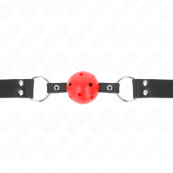 KINK - ATMUNGSAKTIVER BALL 4 CM KNEBEL MIT DOPPELNIET LEDER 62,5 x 2,5 CM VERSTELLBAR 42-58 CM – Produktansicht 3