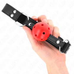 KINK - ATMUNGSAKTIVER BALL 4 CM KNEBEL MIT DOPPELNIET LEDER 62,5 x 2,5 CM VERSTELLBAR 42-58 CM – Produktansicht 4