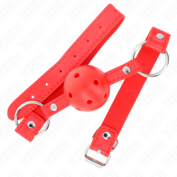KINK - ATMUNGSAKTIVER BALL 4 CM KNEBEL MIT DOPPELNIET MODELL 1 ROT 62,5 x 2,5 CM VERSTELLBAR 42-58 CM – Produktansicht 2