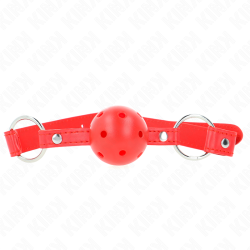 KINK - ATMUNGSAKTIVER BALL 4 CM KNEBEL MIT DOPPELNIET MODELL 1 ROT 62,5 x 2,5 CM VERSTELLBAR 42-58 CM – Produktansicht 3