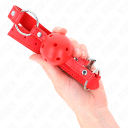 KINK - ATMUNGSAKTIVER BALL 4 CM KNEBEL MIT DOPPELNIET MODELL 1 ROT 62,5 x 2,5 CM VERSTELLBAR 42-58 CM – Produktansicht 4