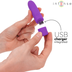 INTENSE - SYMONE USB WIEDERAUFLADBARER VIBRIERENDER BULLET 8 VIBRATIONEN LILA 10 X 2,2 CM – Produktansicht 5