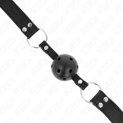 KINK - ATMUNGSAKTIVER BALL 4 CM KNEBEL MIT DOPPELNIET MODELL 1 SCHWARZ 62,5 x 2,5 CM VERSTELLBAR 42-58 CM – Produktansicht 4