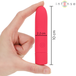 INTENSE - SYMONE USB WIEDERAUFLADBARER VIBRIERENDER BULLET 8 VIBRATIONEN ROT 10 X 2,2 CM – Produktansicht 4