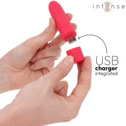 INTENSE - SYMONE USB WIEDERAUFLADBARER VIBRIERENDER BULLET 8 VIBRATIONEN ROT 10 X 2,2 CM – Produktansicht 5