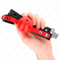KINK - ROTER HOHLKUGEL, 4 CM, KNEBEL, SCHWARZER GURT 60 x 2 CM, VERSTELLBAR 37-52 CM – Produktansicht 3