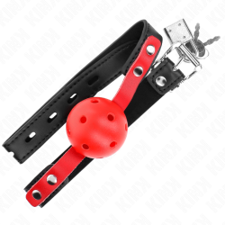 KINK - ROTER HOHLKUGEL, 4 CM, KNEBEL, SCHWARZER GURT 60 x 2 CM, VERSTELLBAR 37-52 CM – Produktansicht 4