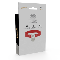 COQUETTE CHIC DESIRE - ROTE HALSKETTE AUS VEGANEM LEDER MIT HERZ-ACCESSOIRE MIT SCHLÜSSEL – Produktansicht 6