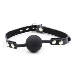 OHMAMA FETISH - SILIKON-BALLGAG MIT LEDERGÜRTEL (VORHÄNGESCHLOSS INKLUSIVE) – Produktansicht 2