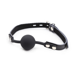OHMAMA FETISH - SILIKON-BALLGAG MIT LEDERGÜRTEL (VORHÄNGESCHLOSS INKLUSIVE) – Produktansicht 3