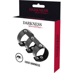 DARKNESS - VERSTELLBARER DOPPEL-PENIS- UND HODENRING AUS LEDER – Produktansicht 5