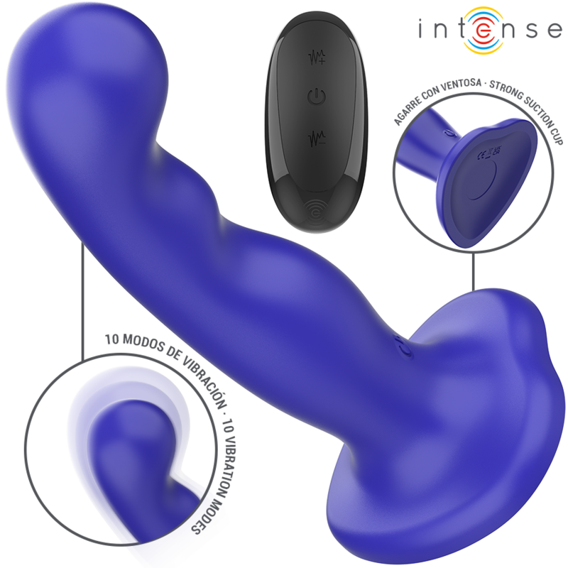 INTENSE - SHORTY VIBRATOR MIT SAUGNÄPFEN BLAU FERNBEDIENUNG – D-241976