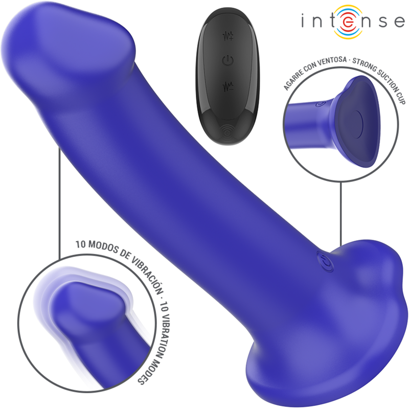 INTENSE - VICTORIA VIBRATOR MIT SAUGNAPF 10 VIBRATIONEN DUNKELBLAU FERNBEDIENUNG – D-241982
