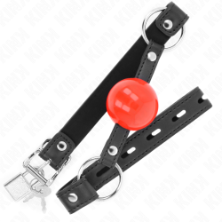 KINK - BALL 4 CM KNEBEL MIT SCHLOSS ROTER BALL SCHWARZER GURT 60 x 2 CM – Produktansicht 2