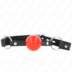 KINK - BALL 4 CM KNEBEL MIT SCHLOSS ROTER BALL SCHWARZER GURT 60 x 2 CM – Produktansicht 3