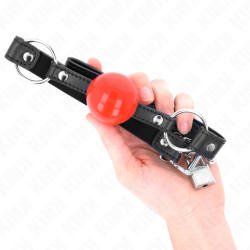KINK - BALL 4 CM KNEBEL MIT SCHLOSS ROTER BALL SCHWARZER GURT 60 x 2 CM – Produktansicht 4