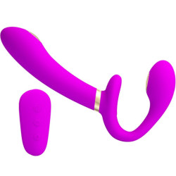 PRETTY LOVE - THUNDERBIRD DOPPELTER STRAP-ON-VIBRATOR MIT FERNBEDIENUNG LILA – Produktansicht 2