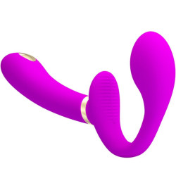 PRETTY LOVE - THUNDERBIRD DOPPELTER STRAP-ON-VIBRATOR MIT FERNBEDIENUNG LILA – Produktansicht 3