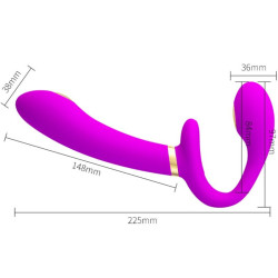 PRETTY LOVE - THUNDERBIRD DOPPELTER STRAP-ON-VIBRATOR MIT FERNBEDIENUNG LILA – Produktansicht 4