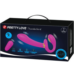 PRETTY LOVE - THUNDERBIRD DOPPELTER STRAP-ON-VIBRATOR MIT FERNBEDIENUNG LILA – Produktansicht 7