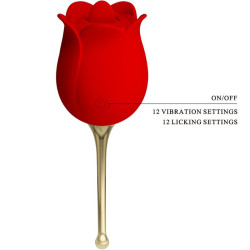PRETTY LOVE - ROSE LOVER ROSE KLITORIS-STIMULATOR 12 VIBRATIONEN ROT – Produktansicht 3