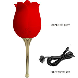 PRETTY LOVE - ROSE LOVER ROSE KLITORIS-STIMULATOR 12 VIBRATIONEN ROT – Produktansicht 5