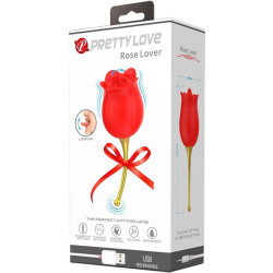 PRETTY LOVE - ROSE LOVER ROSE KLITORIS-STIMULATOR 12 VIBRATIONEN ROT – Produktansicht 6