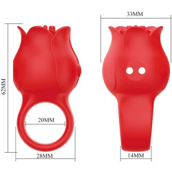 PRETTY LOVE - JAE ROSE FÖRMIGER FINGERVIBRATOR 10 VIBRATIONEN ROT – Produktansicht 6