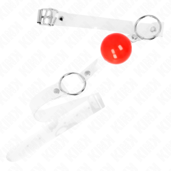 KINK - ROTER TRANSPARENTER PVC-BALL 4 CM KNEBEL VERSTELLBAR – Produktansicht 2
