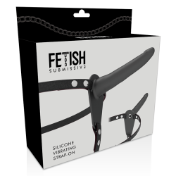 FETISH SUBMISSIVE HARNESS - SCHWARZER SILIKONVIBRATOR 15 CM – Produktansicht 4