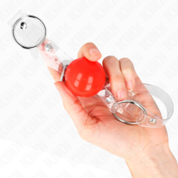 KINK - ROTER TRANSPARENTER PVC-BALL 4 CM KNEBEL VERSTELLBAR – Produktansicht 3